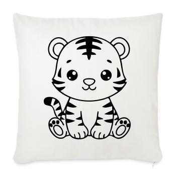 Cute Baby Tiger – Black & White Cub - Sofa pillowcase 17,3'' x 17,3'' (45 x 45 cm) - natural white - Front
