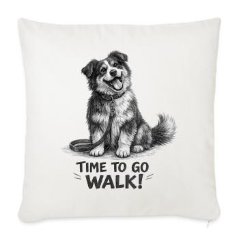 I'm Ready for the Walk Funny Dog - Sofa pillowcase 17,3'' x 17,3'' (45 x 45 cm) - natural white - Front