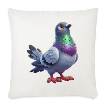 Farbenfrohes Taubenthema - Sofakissenbezug 45 x 45 cm - Naturweiß  - Vorne