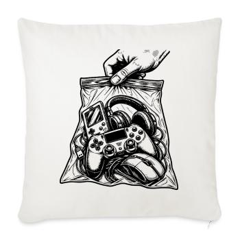 Suchtspiele – Gamer-Konsolen-Controller-Tasche - Sofakissenbezug 45 x 45 cm - Naturweiß  - Vorne