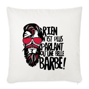 tete de mort hipster barbu citation rien parlant b - Housse de coussin décorative 45 x 45 cm - blanc nature - Devant