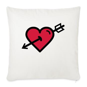 Le coeur dans la flèche de Cupidon est la Saint-Valentin - Housse de coussin décorative 45 x 45 cm - blanc nature - Devant