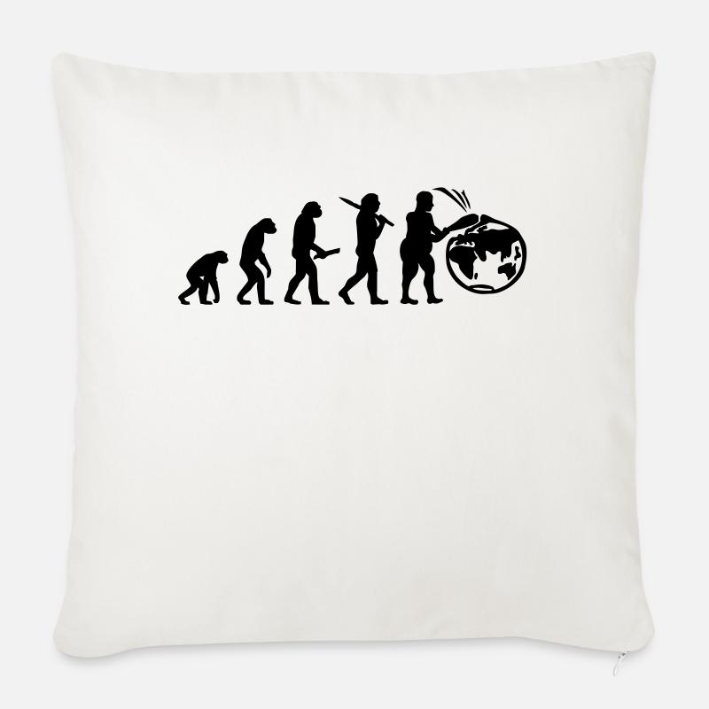 Evolution planet earth world - Sofa pillowcase 17,3'' x 17,3'' (45 x 45 cm) - natural white