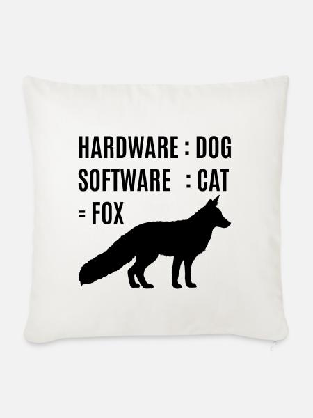 Fuchs Hardware Hund Software Katze - Sofakissenbezug 45 x 45 cm - Naturweiß