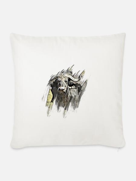Büffel - Sofakissenbezug 45 x 45 cm - Naturweiß 