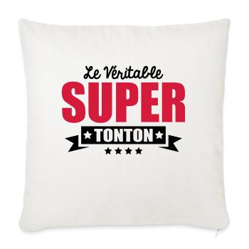 le véritable super tonton - Housse de coussin décorative 45 x 45 cm - blanc nature - Devant