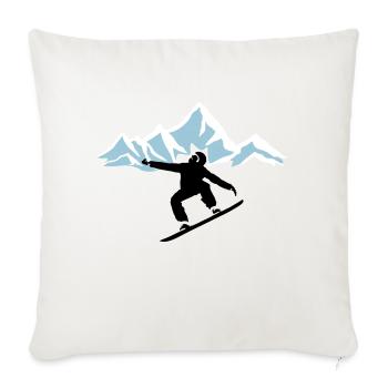 Snowboarders et montagnes avec neige - Housse de coussin décorative 45 x 45 cm - blanc nature - Devant