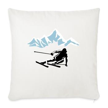 Skiers and mountains, skiing - Sofa pillowcase 17,3'' x 17,3'' (45 x 45 cm) - natural white - Front