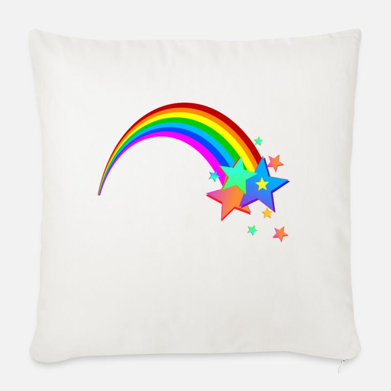 Regenbogen Sternschnuppe - Sofakissenbezug 45 x 45 cm - Naturweiß