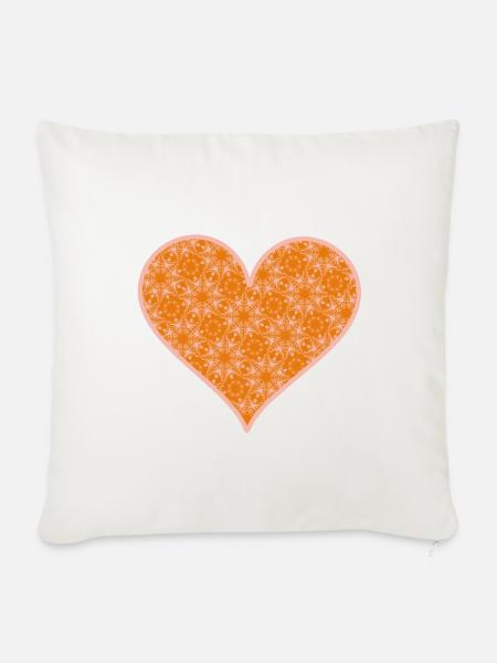 Herz orange pink - Sofakissenbezug 45 x 45 cm - Naturweiß