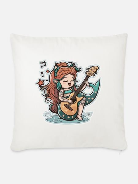 Meerjungfrauen-Musiker - Sofakissenbezug 45 x 45 cm - Naturweiß