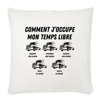 comment j'occupe mon temps libre - Housse de coussin décorative 45 x 45 cm - blanc nature - Devant