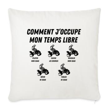 comment j'occupe mon temps libre - Housse de coussin décorative 45 x 45 cm - blanc nature - Devant