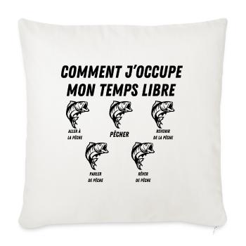 comment j'occupe mon temps libre - Housse de coussin décorative 45 x 45 cm - blanc nature - Devant