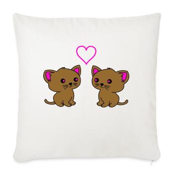 süße katzen love - Sofakissenbezug 45 x 45 cm - Naturweiß  - Vorne