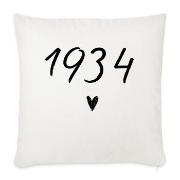 1934 coeur anniversaire - Housse de coussin décorative 45 x 45 cm - blanc nature - Devant