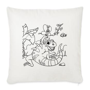 Iguana Jungle Coloring Page Hand Illustrated - Sofa pillowcase 17,3'' x 17,3'' (45 x 45 cm) - natural white - Front