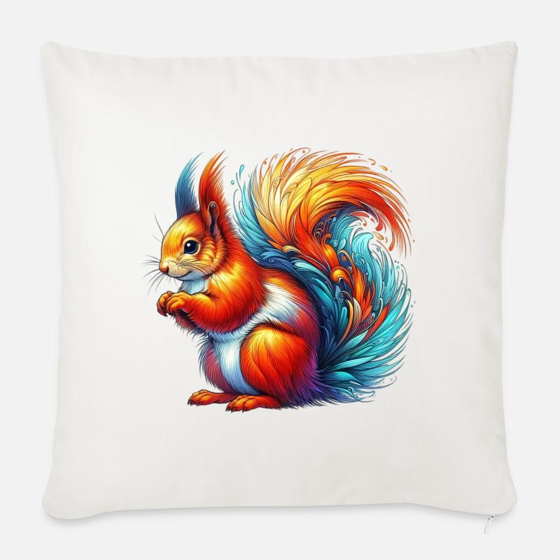 Eichhörnchen - Sofakissenbezug 45 x 45 cm - Naturweiß 