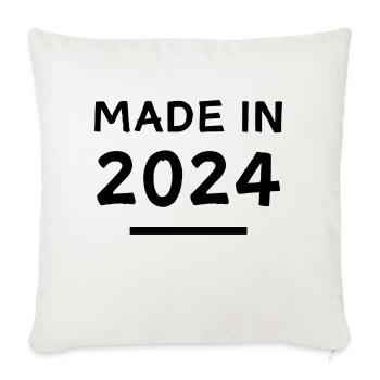 Fabriqué en 2024 - année de naissance / anniversaire - Housse de coussin décorative 45 x 45 cm - blanc nature - Devant