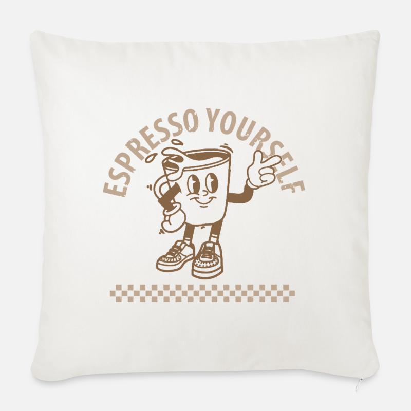Espresso Yourself Coffee - Sofakissenbezug 45 x 45 cm - Naturweiß 