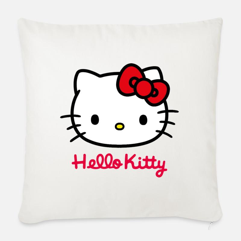 Hello Kitty Classique Avec Lettrage Hello Kitty - Housse de coussin décorative 45 x 45 cm - blanc nature