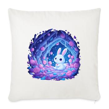 Moonlight Rabbit in the Rose Forest - Sofa pillowcase 17,3'' x 17,3'' (45 x 45 cm) - natural white - Front