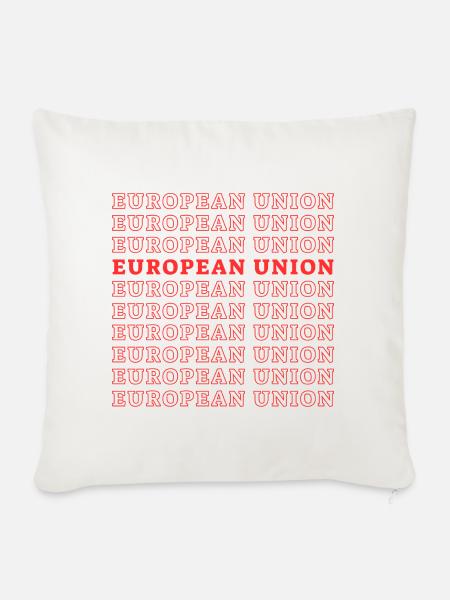 EUROPEAN UNION - Sofakissenbezug 45 x 45 cm - Naturweiß