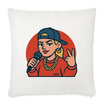 Rap Diva with Microphone - Sofa pillowcase 17,3'' x 17,3'' (45 x 45 cm) - natural white - Front