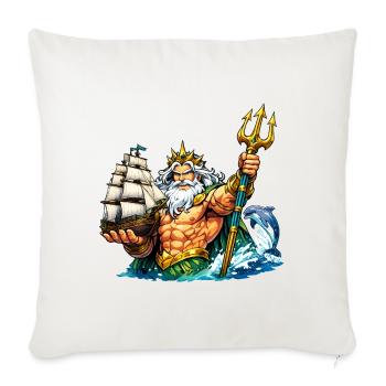 Neptun mit Seegelschiff - Sofakissenbezug 45 x 45 cm - Naturweiß  - Vorne