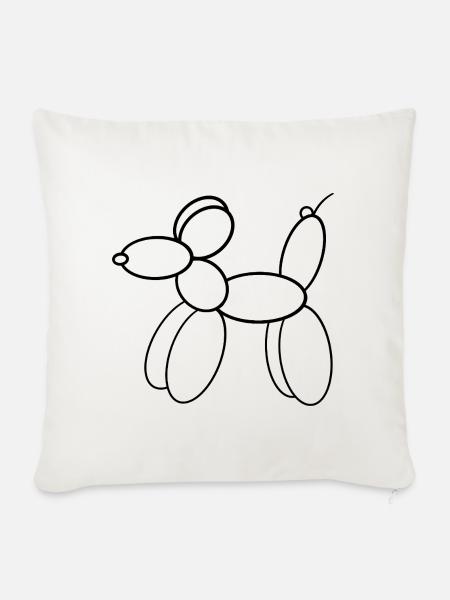 Ballonhund_schwarz - Sofakissenbezug 45 x 45 cm - Naturweiß