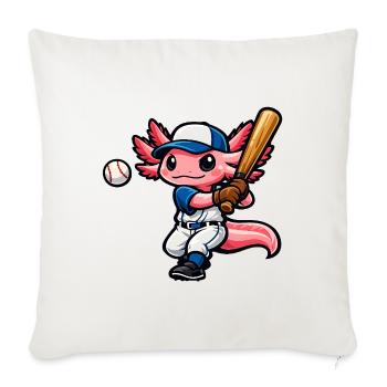 Axolotl beim Baseball – Süßes Sportmotiv - Sofakissenbezug 45 x 45 cm - Naturweiß  - Vorne