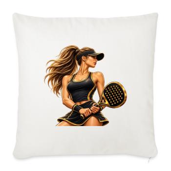 Goldene Padel / Tennisspielerin im Schwung - Sofakissenbezug 45 x 45 cm - Naturweiß  - Vorne