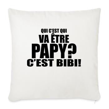 qui c'est qui va être papy?c'est ! - Housse de coussin décorative 45 x 45 cm - blanc nature - Devant