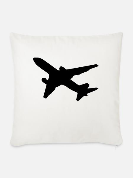 Flieger Flugzeug - Sofakissenbezug 45 x 45 cm - Naturweiß