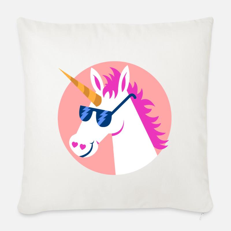 Einhorn Sonnenbrille Regenbogen Pferd Geschenk - Sofakissenbezug 45 x 45 cm - Naturweiß 
