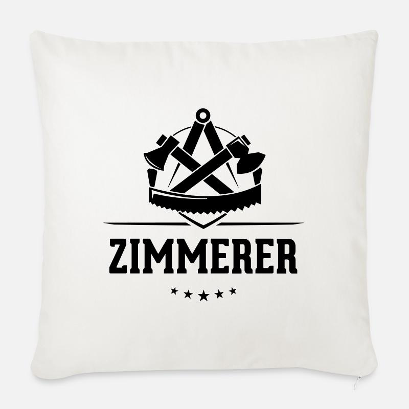 Zimmerer Zunft mit Schriftzug - Sofakissenbezug 45 x 45 cm - Naturweiß 
