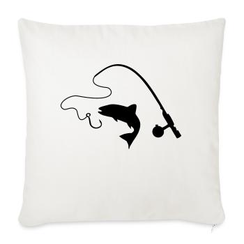 Fishing rod and fish, fishing - Sofa pillowcase 17,3'' x 17,3'' (45 x 45 cm) - natural white - Front
