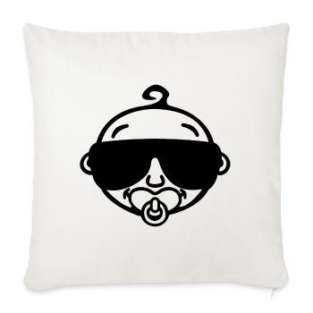 Cool baby with sunglasses portrait (black) - Sofa pillowcase 17,3'' x 17,3'' (45 x 45 cm) - natural white - Front