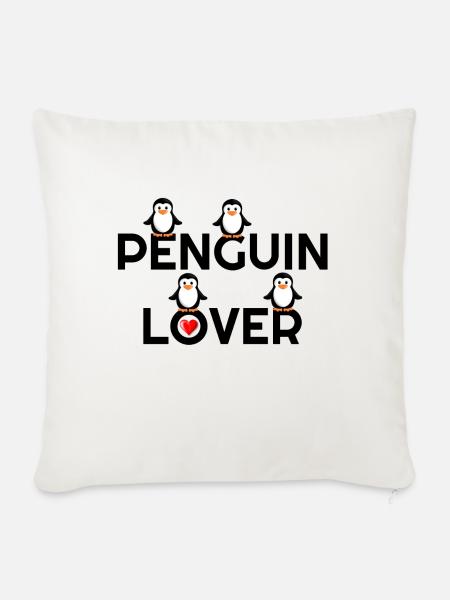 Ich liebe Pinguine, Pinguine, Pinguinliebhaber, Pinguin - Sofakissenbezug 45 x 45 cm - Naturweiß
