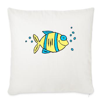Poisson Cichlide Eau Mer Graffiti Dessin - Housse de coussin décorative 45 x 45 cm - blanc nature - Devant