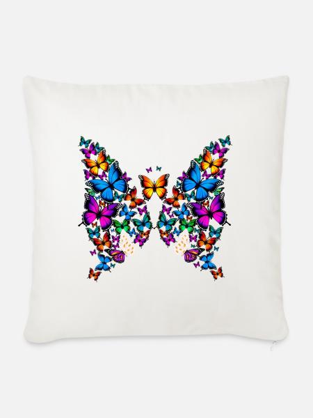 Frau Mädchen Schmetterlinge Gänseblümchen Design - Sofakissenbezug 45 x 45 cm - Naturweiß