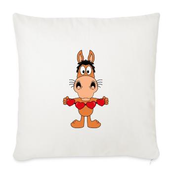 PFERD - PONY - LIEBE - LOVE - TIERLIEB - REITEN - Sofakissenbezug 45 x 45 cm - Naturweiß  - Vorne