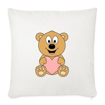 TEDDY - BÄR - TEDDYBÄR - LIEBE - HERZ - VERLIEBT - Sofakissenbezug 45 x 45 cm - Naturweiß  - Vorne