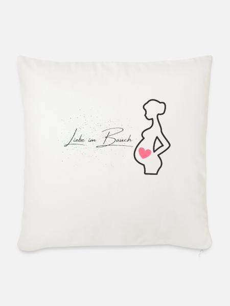 Liebe im Bauch - Sofakissenbezug 45 x 45 cm - Naturweiß 