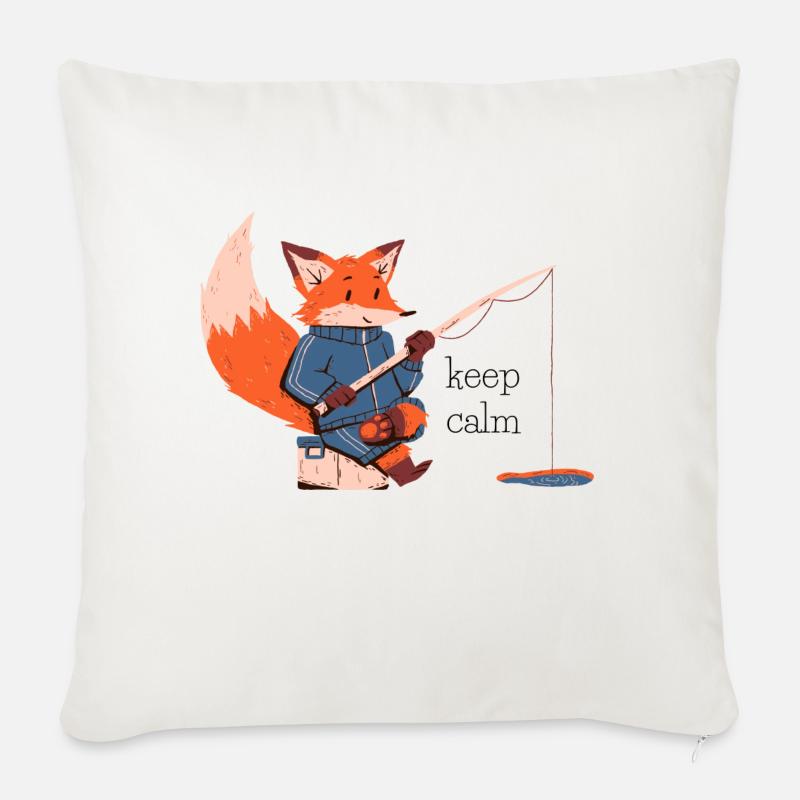 keep calm fox - fox - Sofa pillowcase 17,3'' x 17,3'' (45 x 45 cm) - natural white