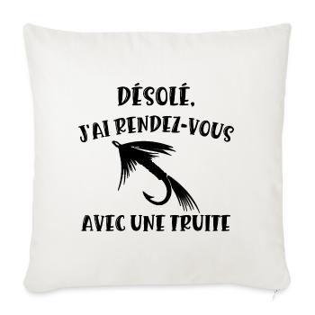 rendez-vous avec une truite - Housse de coussin décorative 45 x 45 cm - blanc nature - Devant