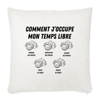 comment j'occupe mon temps libre - Housse de coussin décorative 45 x 45 cm - blanc nature - Devant