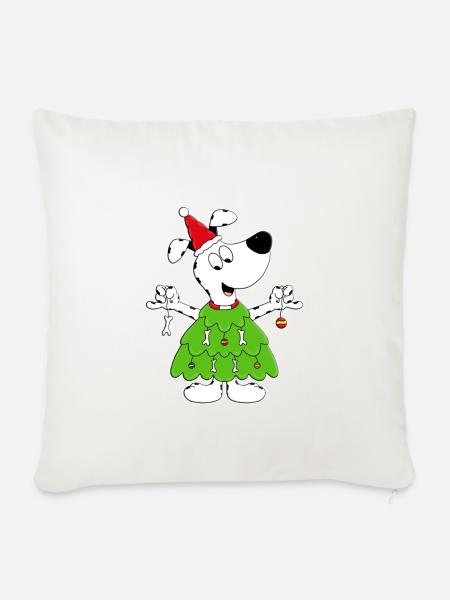 HUND - WEIHNACHTSBAUM - WEIHNACHTEN - TIERISCH - Sofakissenbezug 45 x 45 cm - Naturweiß