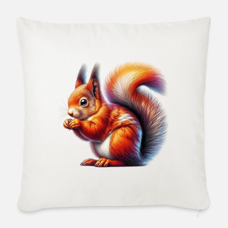 Eichhörnchen - Sofakissenbezug 45 x 45 cm - Naturweiß 