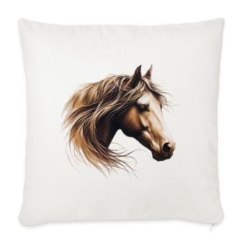 Cheval - Housse de coussin décorative 45 x 45 cm - blanc nature - Devant